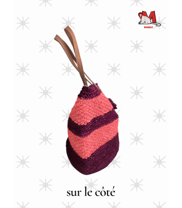 👜 Sac en raphia rose et violet – Pièce artisanale