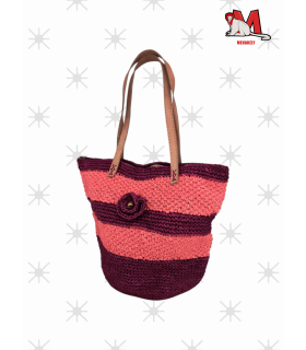 👜 Sac en raphia rose et violet – Pièce artisanale