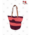 👜 Sac en raphia rose et violet – Pièce artisanale