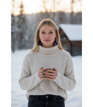 Boucle d'oreille en corne recyclée