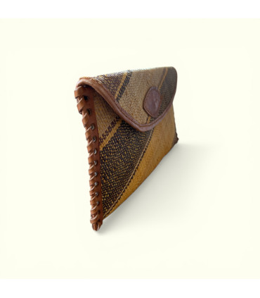 pochette fine cuir jaune