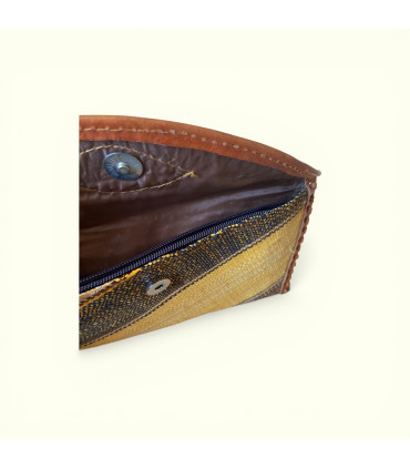 pochette fine cuir jaune